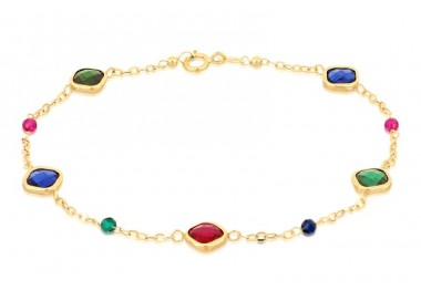 BRACCIALE DA DONNA IN ORO GIALLO 18 KT CON ZIRCONI MULTICOLOR