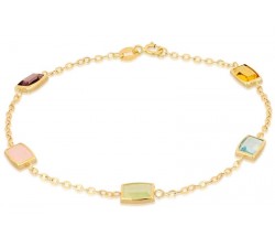 BRACCIALE DA DONNA IN ORO GIALLO 18 KT CON ZIRCONI MULTICOLORE QUADRATI