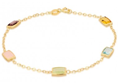 BRACCIALE DA DONNA IN ORO GIALLO 18 KT CON ZIRCONI MULTICOLORE QUADRATI