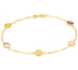 BRACCIALE DA DONNA IN ORO GIALLO 18 KT CON ZIRCONI MULTICOLORE ROTONDI