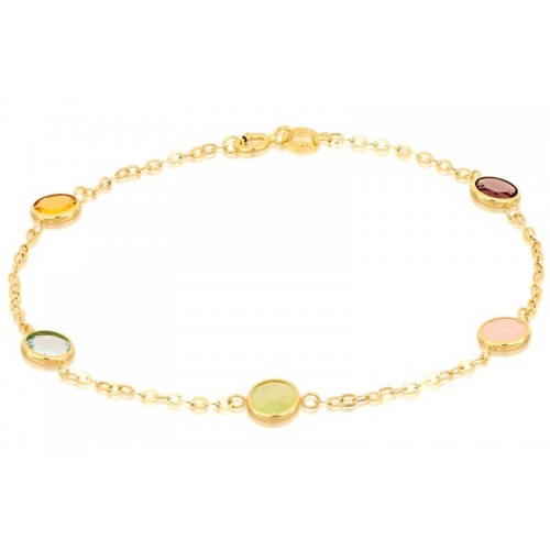 BRACCIALE DA DONNA IN ORO GIALLO 18 KT CON ZIRCONI MULTICOLORE ROTONDI