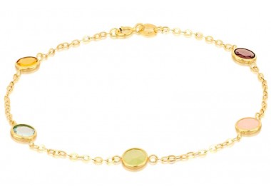 BRACCIALE DA DONNA IN ORO GIALLO 18 KT CON ZIRCONI MULTICOLORE ROTONDI