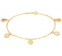 BRACCIALE DA DONNA IN ORO GIALLO 18 KT CON CHARM ZIRCONI MULTICOLOR