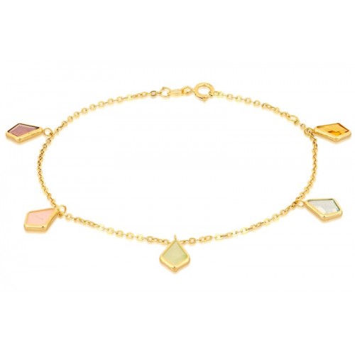 BRACCIALE DA DONNA IN ORO GIALLO 18 KT CON CHARM ZIRCONI MULTICOLOR