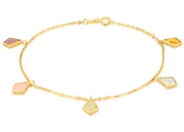 BRACCIALE DA DONNA IN ORO GIALLO 18 KT CON CHARM ZIRCONI MULTICOLOR