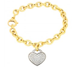 BRACCIALE DA DONNA IN ORO GIALLO 18 KT CON CHARM CUORE E ZIRCONI