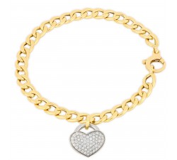 BRACCIALE DA DONNA IN ORO GIALLO 18 KT CON CHARM CUORE E ZIRCONI