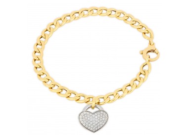 BRACCIALE DA DONNA IN ORO GIALLO 18 KT CON CHARM CUORE E ZIRCONI