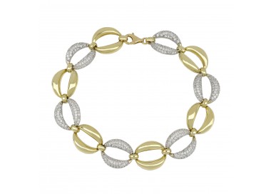 BRACCIALE CATENA DA DONNA IN ORO GIALLO E BIANCO 18 KT CON ZIRCONI