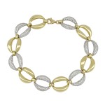 BRACCIALE CATENA DA DONNA IN ORO GIALLO E BIANCO 18 KT CON ZIRCONI