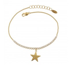 BRACCIALE TENNIS DA DONNA IN ORO GIALLO 18 KT CON STELLA E ZIRCONI