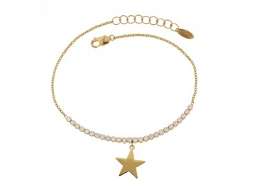 BRACCIALE TENNIS DA DONNA IN ORO GIALLO 18 KT CON STELLA E ZIRCONI