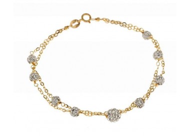 BRACCIALE DA DONNA IN ORO GIALLO 18 KT CON SFERE E ZIRCONI