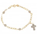 BRACCIALE DA DONNA IN ORO GIALLO 18 KT CON CHARM CROCE