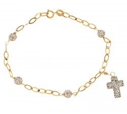 BRACCIALE DA DONNA IN ORO GIALLO 18 KT CON CHARM CROCE