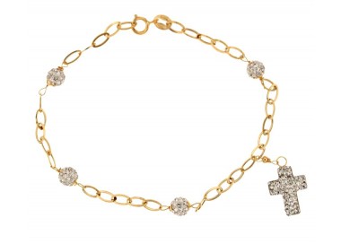 BRACCIALE DA DONNA IN ORO GIALLO 18 KT CON CHARM CROCE