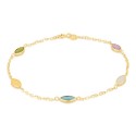 BRACCIALE DA DONNA IN ORO GIALLO 18 KT CON ZIRCONI MULTICOLORE ROTONDI