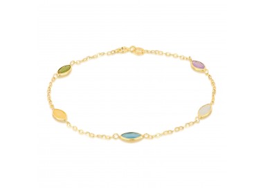 BRACCIALE DA DONNA IN ORO GIALLO 18 KT CON ZIRCONI MULTICOLORE ROTONDI