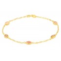 BRACCIALE DA DONNA IN ORO GIALLO 18 KT CON PIETRE ROSA