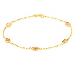 BRACCIALE DA DONNA IN ORO GIALLO 18 KT CON PIETRE ROSA