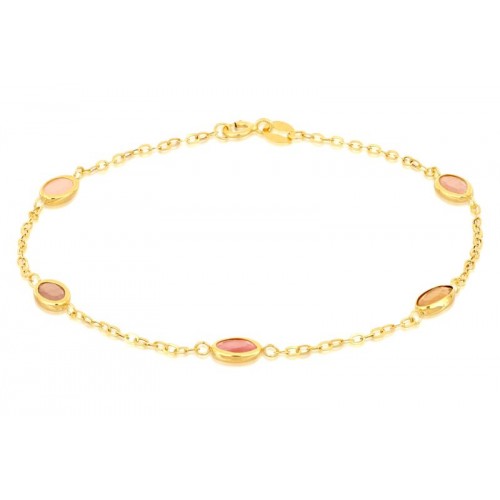 BRACCIALE DA DONNA IN ORO GIALLO 18 KT CON PIETRE ROSA