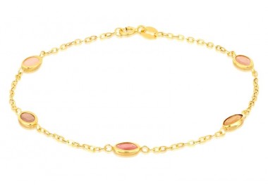 BRACCIALE DA DONNA IN ORO GIALLO 18 KT CON PIETRE ROSA