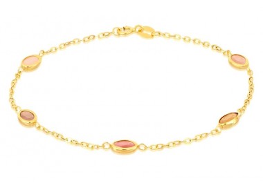 BRACCIALE DA DONNA IN ORO GIALLO 18 KT CON PIETRE ROSA