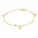 BRACCIALE DA DONNA IN ORO GIALLO 18 KT CON CHARM STELLE E PIETRE