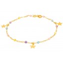 BRACCIALE DA DONNA IN ORO GIALLO 18 KT CON CHARM STELLE E PIETRE