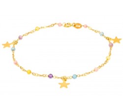 BRACCIALE DA DONNA IN ORO GIALLO 18 KT CON CHARM STELLE E PIETRE