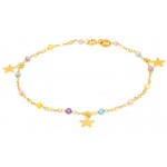 BRACCIALE DA DONNA IN ORO GIALLO 18 KT CON CHARM STELLE E PIETRE