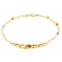 BRACCIALE CATENA DA DONNA IN ORO GIALLO 18 KT PIETRE COLORATE