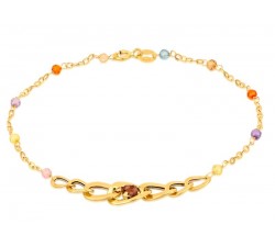 BRACCIALE CATENA DA DONNA IN ORO GIALLO 18 KT PIETRE COLORATE