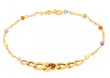 BRACCIALE CATENA DA DONNA IN ORO GIALLO 18 KT PIETRE COLORATE