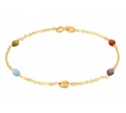 BRACCIALE CATENA DONNA IN ORO GIALLO 18 KT CON PIETRE COLORATE