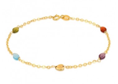 BRACCIALE CATENA DONNA IN ORO GIALLO 18 KT CON PIETRE COLORATE