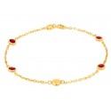 BRACCIALE DA DONNA IN ORO GIALLO 18 KT CON PIETRE ROSSE