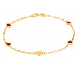 BRACCIALE DA DONNA IN ORO GIALLO 18 KT CON PIETRE ROSSE