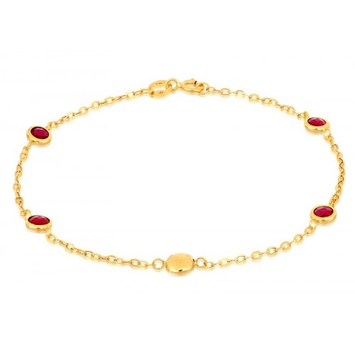 BRACCIALE DA DONNA IN ORO GIALLO 18 KT CON PIETRE ROSSE