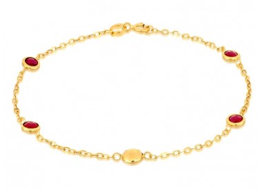 BRACCIALE DA DONNA IN ORO GIALLO 18 KT CON PIETRE ROSSE