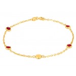 BRACCIALE DA DONNA IN ORO GIALLO 18 KT CON PIETRE ROSSE