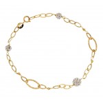 BRACCIALE CATENA DA DONNA IN ORO GIALLO 18 KT CON SFERE E ZIRCONI