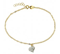 BRACCIALE DA DONNA CON CHARM CUORE IN ORO GIALLO 18 KT CON ZIRCONI