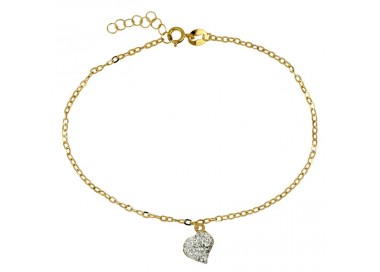 BRACCIALE DA DONNA CON CHARM CUORE IN ORO GIALLO 18 KT CON ZIRCONI