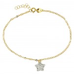 BRACCIALE DA DONNA CON CHARM STELLA IN ORO GIALLO 18 KT CON ZIRCONI