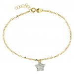 BRACCIALE DA DONNA CON CHARM STELLA IN ORO GIALLO 18 KT CON ZIRCONI