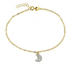 BRACCIALE DA DONNA CON CHARM LUNA IN ORO GIALLO 18 KT CON ZIRCONI