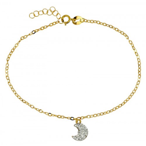 BRACCIALE DA DONNA CON CHARM LUNA IN ORO GIALLO 18 KT CON ZIRCONI