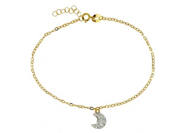 BRACCIALE DA DONNA CON CHARM LUNA IN ORO GIALLO 18 KT CON ZIRCONI