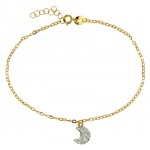 BRACCIALE DA DONNA CON CHARM LUNA IN ORO GIALLO 18 KT CON ZIRCONI